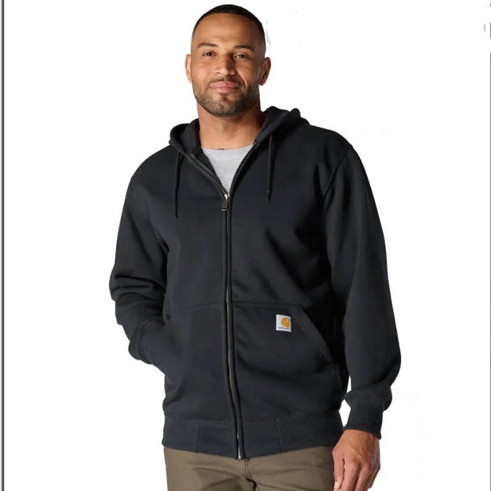 Carhartt LIKE NEW All Black Full Zip Hooded Sweatshirt Zip Front Hoodie Large